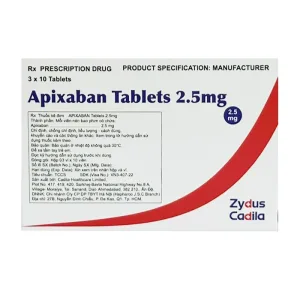 Apixaban Tablets 2.5mg Zydus Cadila 3 vỉ x 10 viên