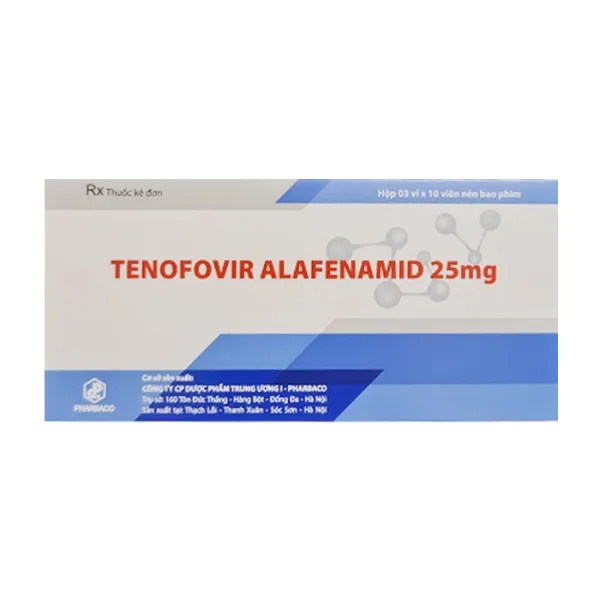 Tenofovir Alafenamid 25mg Pharbaco 3 vỉ x 10 viên