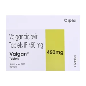 Valgan 450mg Cipla 1 vỉ x 4 viên