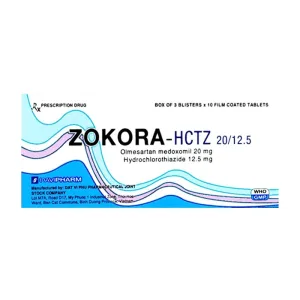 Zokora-HCTZ 20/12.5 Davipharm 3 vỉ x 10 viên